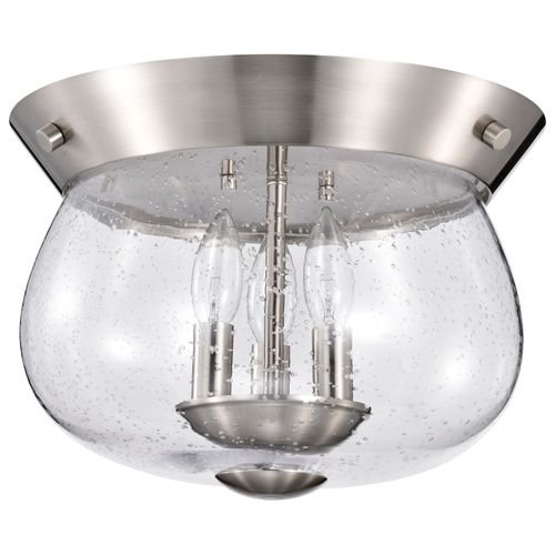 Main product image of Boliver 3 Light Flush Mount Brushed Nickel Finish Clear Seeded Glass