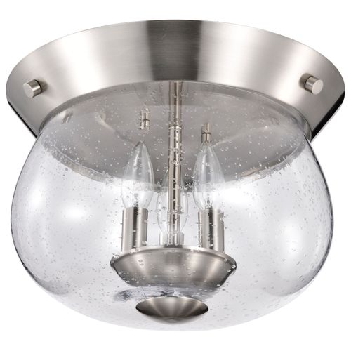 Main product image of Boliver 3 Light Flush Mount Brushed Nickel Finish Clear Seeded Glass
