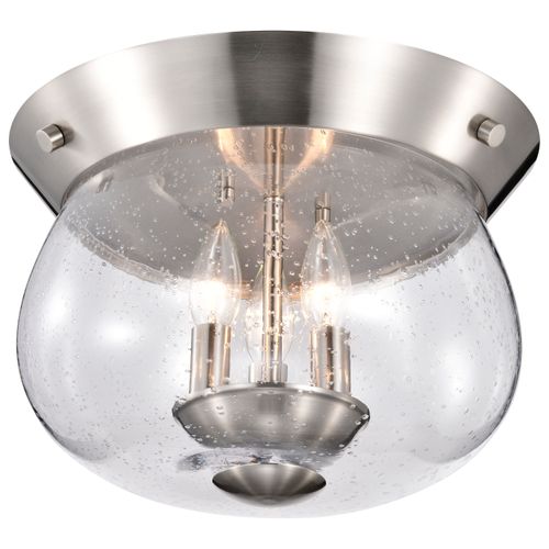 Main product image of Boliver 3 Light Flush Mount Brushed Nickel Finish Clear Seeded Glass