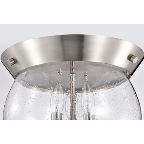 Main product image of Boliver 3 Light Flush Mount Brushed Nickel Finish Clear Seeded Glass