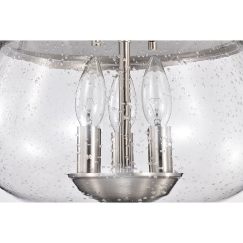 Main product image of Boliver 3 Light Flush Mount Brushed Nickel Finish Clear Seeded Glass