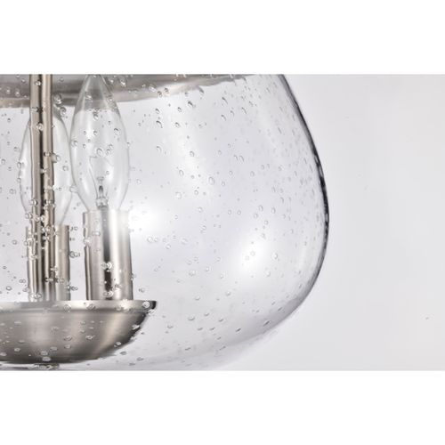 Main product image of Boliver 3 Light Flush Mount Brushed Nickel Finish Clear Seeded Glass