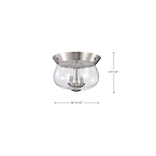 Main product image of Boliver 3 Light Flush Mount Brushed Nickel Finish Clear Seeded Glass
