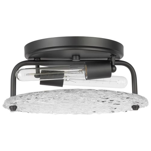 Main product image of Glacier 2 Light Large Flush Mount Medium Base 60 Watt Matte Black Ice Glass