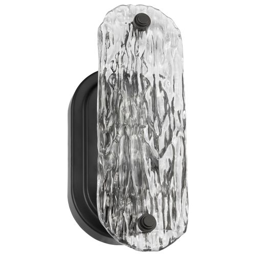 Main product image of Glacier 1 Light Vanity Medium Base 60 Watt Matte Black Finish Ice Glass