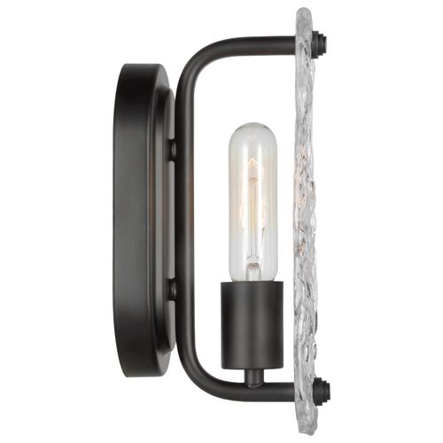 Main product image of Glacier 1 Light Vanity Medium Base 60 Watt Matte Black Finish Ice Glass