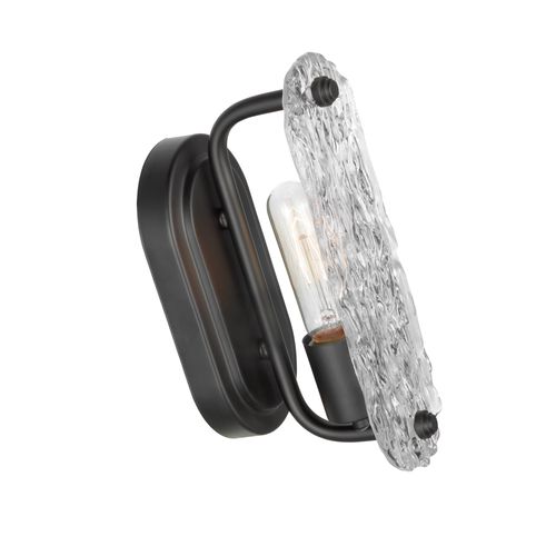 Main product image of Glacier 1 Light Vanity Medium Base 60 Watt Matte Black Finish Ice Glass