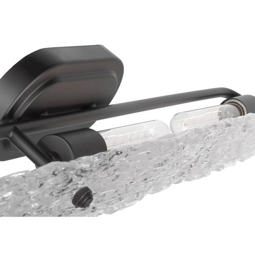 Main product image of Glacier 3 Light Vanity Medium Base 60 Watt Matte Black Finish Ice Glass