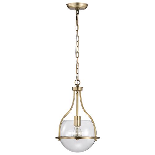 Main product image of Amado 1 Light Pendant 10 Inches Vintage Brass Finish Clear Glass