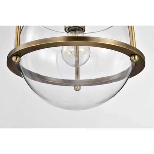 Main product image of Amado 1 Light Pendant 10 Inches Vintage Brass Finish Clear Glass