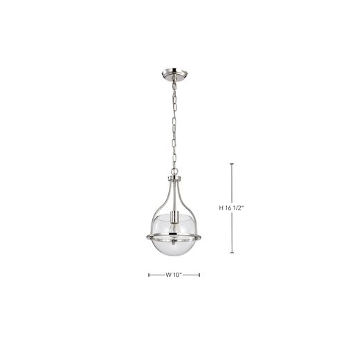 Main product image of Amado 1 Light Pendant 10 Inches Polished Nickel Finish Clear Glass