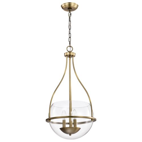 Main product image of Amado 3 Light Pendant 14 Inches Vintage Brass Finish Clear Glass