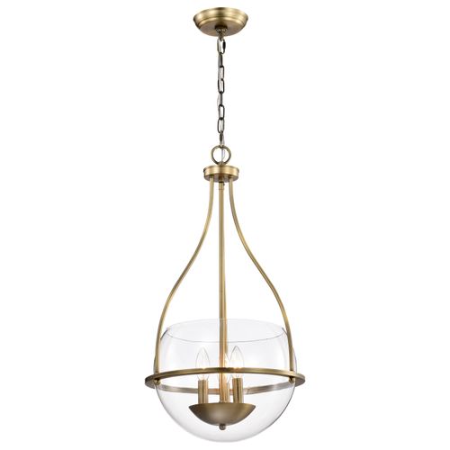 Main product image of Amado 3 Light Pendant 14 Inches Vintage Brass Finish Clear Glass