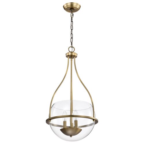 Main product image of Amado 3 Light Pendant 14 Inches Vintage Brass Finish Clear Glass