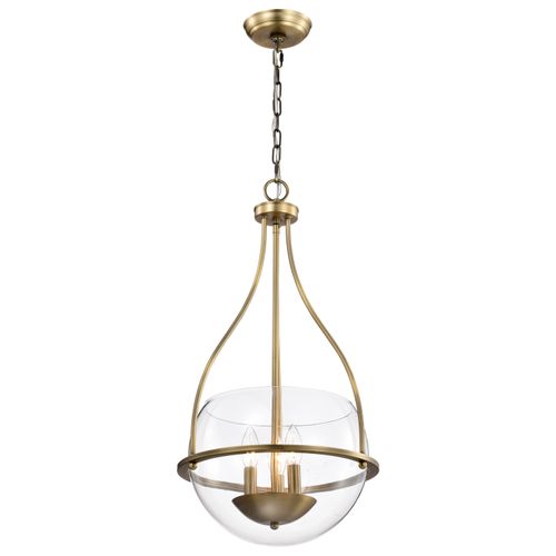 Main product image of Amado 3 Light Pendant 14 Inches Vintage Brass Finish Clear Glass