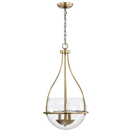 Main product image of Amado 3 Light Pendant 14 Inches Vintage Brass Finish Clear Glass