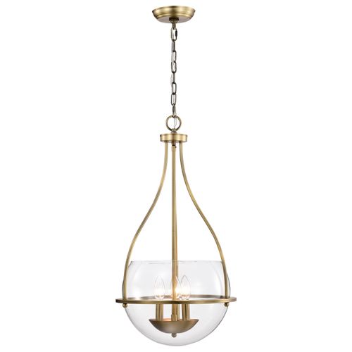 Main product image of Amado 3 Light Pendant 14 Inches Vintage Brass Finish Clear Glass