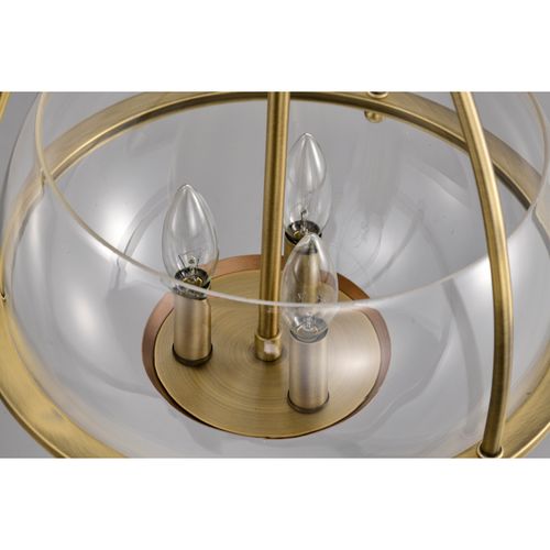 Main product image of Amado 3 Light Pendant 14 Inches Vintage Brass Finish Clear Glass