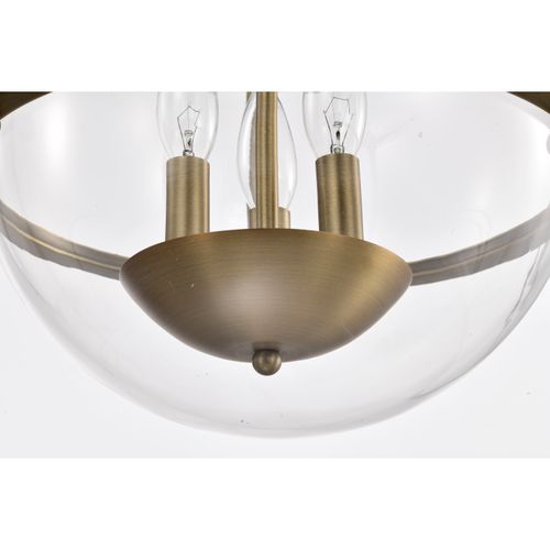 Main product image of Amado 3 Light Pendant 14 Inches Vintage Brass Finish Clear Glass