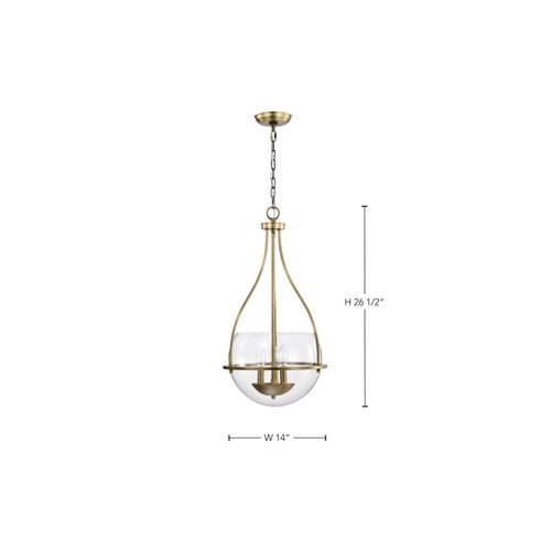 Main product image of Amado 3 Light Pendant 14 Inches Vintage Brass Finish Clear Glass