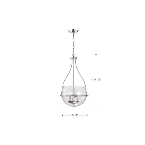 Main product image of Amado 3 Light Pendant 14 Inches Polished Nickel Finish Clear Glass