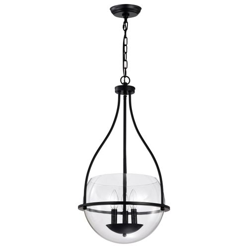 Main product image of Amado 3 Light Pendant 14 Inches Matte Black Finish Clear Glass