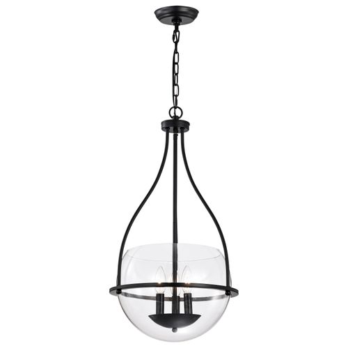 Main product image of Amado 3 Light Pendant 14 Inches Matte Black Finish Clear Glass
