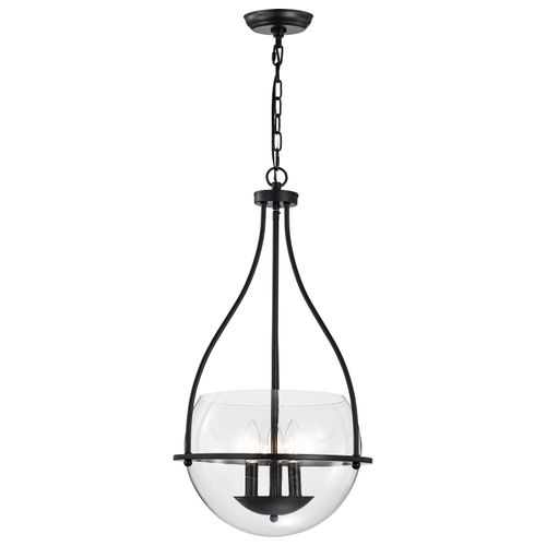 Main product image of Amado 3 Light Pendant 14 Inches Matte Black Finish Clear Glass