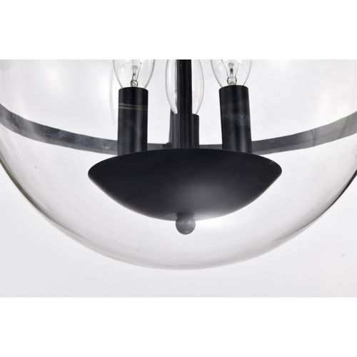 Main product image of Amado 3 Light Pendant 14 Inches Matte Black Finish Clear Glass