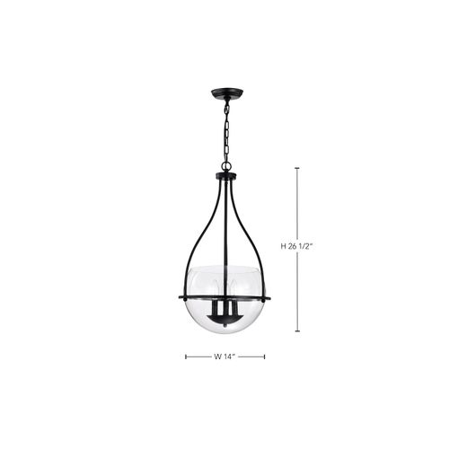 Main product image of Amado 3 Light Pendant 14 Inches Matte Black Finish Clear Glass