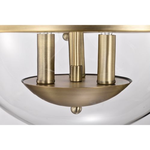 Main product image of Amado 3 Light Semi Flush Mount Vintage Brass Finish Clear Glass