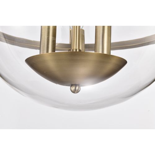 Main product image of Amado 3 Light Semi Flush Mount Vintage Brass Finish Clear Glass