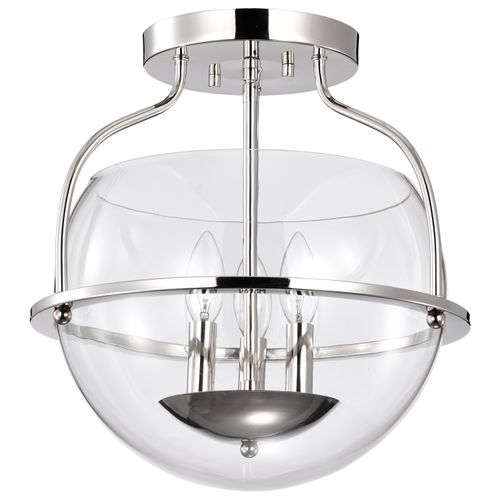 Main product image of Amado 3 Light Semi Flush Mount Polished Nickel Finish Clear Glass