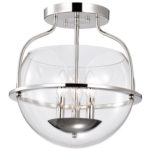 Main product image of Amado 3 Light Semi Flush Mount Polished Nickel Finish Clear Glass