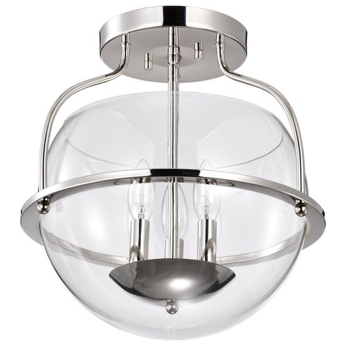 Main product image of Amado 3 Light Semi Flush Mount Polished Nickel Finish Clear Glass
