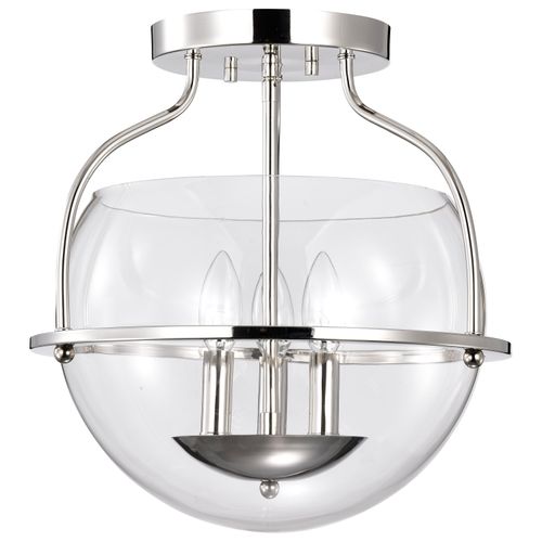 Main product image of Amado 3 Light Semi Flush Mount Polished Nickel Finish Clear Glass