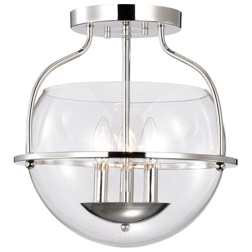 Main product image of Amado 3 Light Semi Flush Mount Polished Nickel Finish Clear Glass