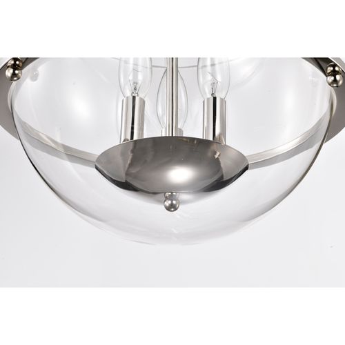 Main product image of Amado 3 Light Semi Flush Mount Polished Nickel Finish Clear Glass