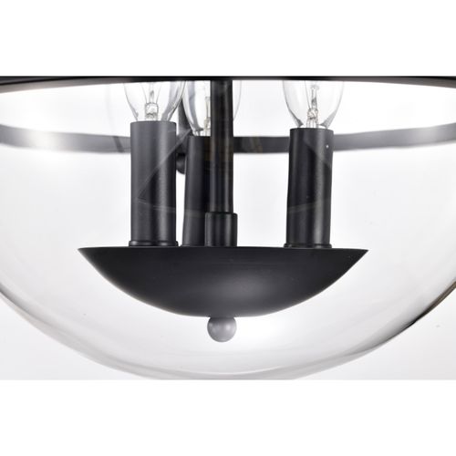 Main product image of Amado 3 Light Semi Flush Mount Matte Black Finish Clear Glass