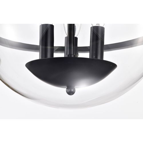 Main product image of Amado 3 Light Semi Flush Mount Matte Black Finish Clear Glass