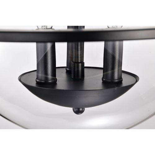 Main product image of Amado 3 Light Semi Flush Mount Matte Black Finish Clear Glass