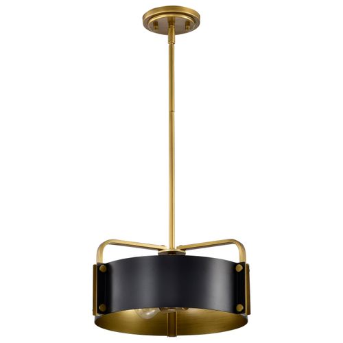 Main product image of Altos 3 Light Small Pendant Matte Black and Natural Brass Finish