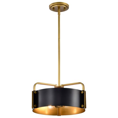 Main product image of Altos 3 Light Small Pendant Matte Black and Natural Brass Finish