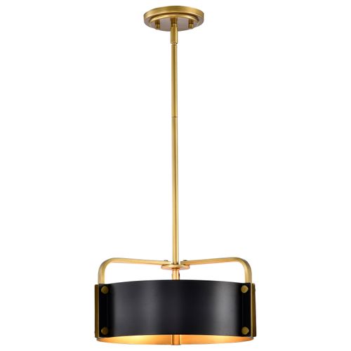 Main product image of Altos 3 Light Small Pendant Matte Black and Natural Brass Finish