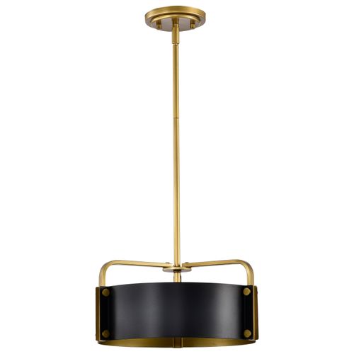 Main product image of Altos 3 Light Small Pendant Matte Black and Natural Brass Finish