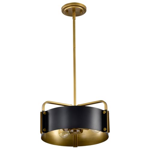 Main product image of Altos 3 Light Small Pendant Matte Black and Natural Brass Finish