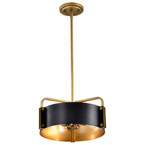 Main product image of Altos 3 Light Small Pendant Matte Black and Natural Brass Finish