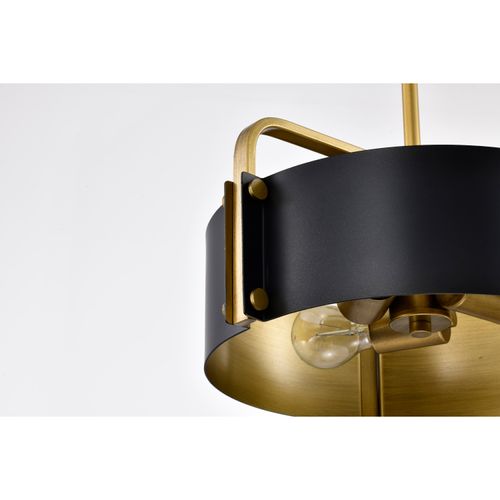 Main product image of Altos 3 Light Small Pendant Matte Black and Natural Brass Finish