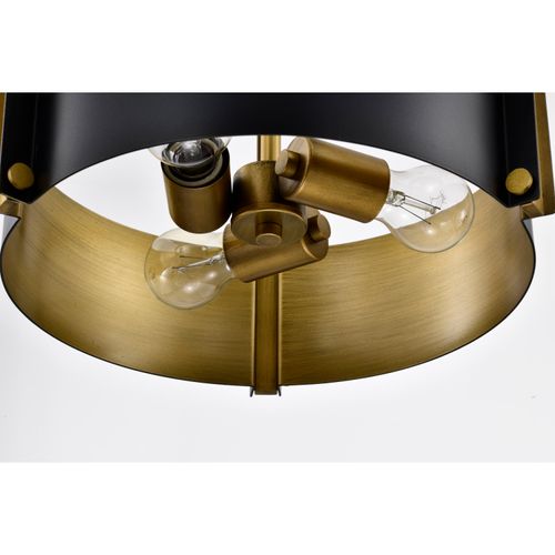 Main product image of Altos 3 Light Small Pendant Matte Black and Natural Brass Finish