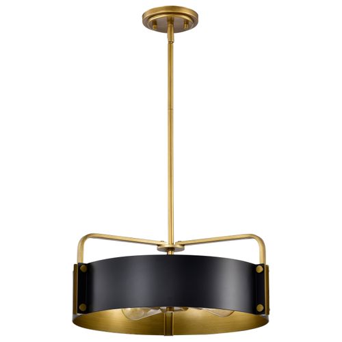Main product image of Altos 4 Light Medium Pendant Matte Black and Natural Brass Finish